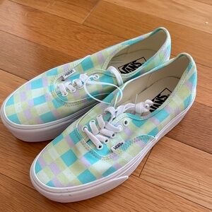 NWOT Vans Checkerboard Low-Top Sneakers - Mint, Pastel Lavender, Pale Yellow